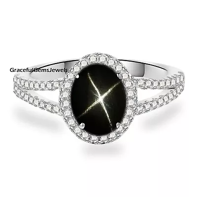 Genuine Black Star Sapphire Ring 925 Sterling Silver / Black Star Sapphire Ring. • $48.80