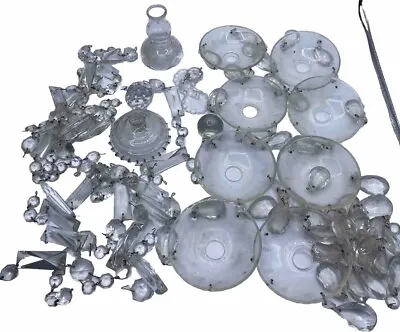 Vtg Huge Assorted Crystal Prisms Lot Oil Lamp Chandelier Drop Spear Icicle Parts • $149.99