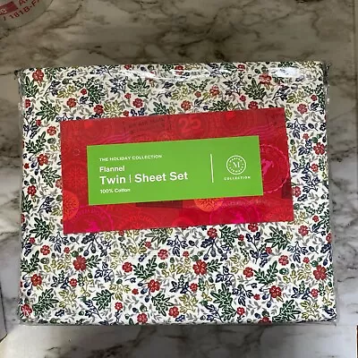 Martha Stewart 3pc Woodland Floral Cotton Flannel Twin Sheet Set • $30