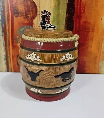 Vintage Sonoma Happy Trails Cookie Jar Cowboy Boot Western Symbols  7  Wide X 9  • $38.95