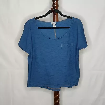 Mossimo Women's Size M T-shirt Blue Color Boat Neck Short Sleeves Small Pocket • $18.95