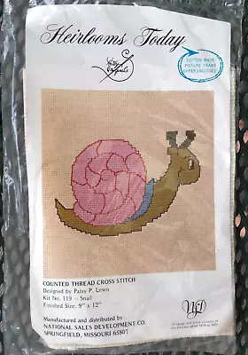 Vintage Heirlooms Today SNAIL Cross Stitch Sewing Project Kit Sealed Package (H) • $4.99