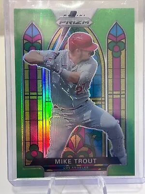 2021 Panini Prizm Stained Glass Prizms Lime Green #1 Mike Trout /125 • $75