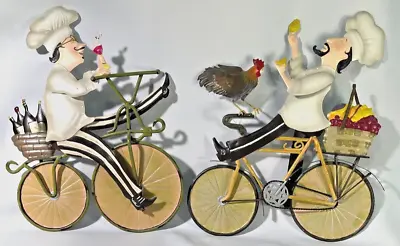 Vintage  Chefs On A Bicycle 3D Metal Art (2 Pcs Set) • $15