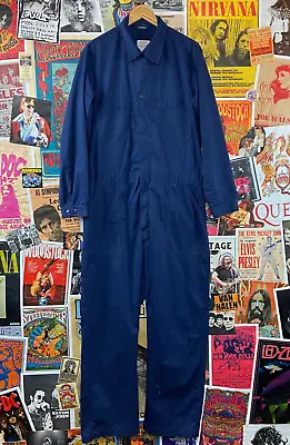 Vtg 90s Blue Long Sleeve U.S. Military Workwear Utility Coveralls Jumpsuit 44L • $40