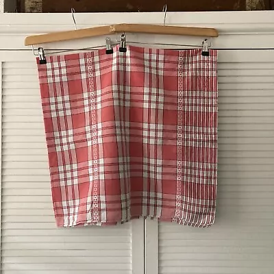 Vintage Pink Checked Cotton Table Cloth Retro • £7.99