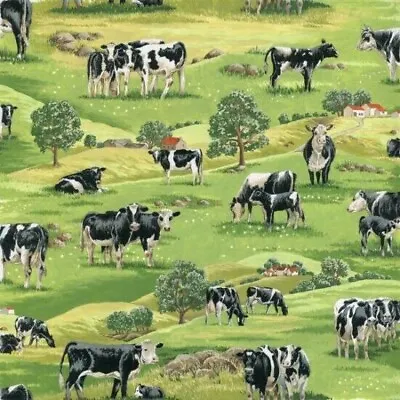 100% Cotton Fabric Nutex Farm Animals In The Country Sheep Pig Horse Tractor Cow • £1.99