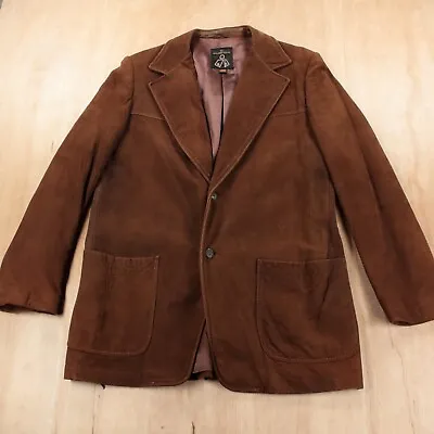 Vtg PURITAN Microsuede Suede Leather Sport Coat 44 LONG Jacket Blazer 80s 90s • $38