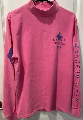 Chubbies Mock Turtleneck Long Sleeve T-Shirt Men's Size M Pink Made In USA Beach • $4.99