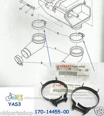 Yamaha YAS3 DS6 LS2 YDS5 Air Boot Clamp X2 OEM AS3 Air Cleaner Joint 90460-49248 • $27.99