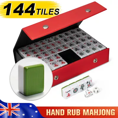 Chinese Mahjong Set 144 Tiles 3 Dice 1 Wind Indicator With Carrying Travel Case • $41.95