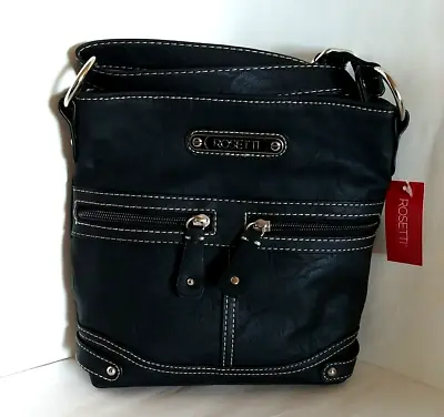 NWT Women's Rosetti Sage Crossbody Bag Purse Handbag In Black Faux Leather • $50.57