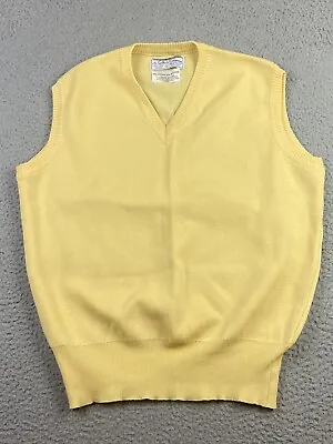 Vintage 50s A Sulka & Company Mens Sleeveless Sweater Yellow Size Large EXC • $74