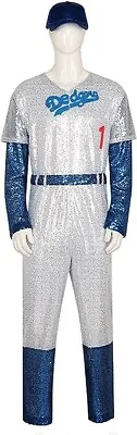 Rocketman Elton John Dodgers Baseball Jumpsuit Cosplay Costume Sequin Uniform (L • $39.95