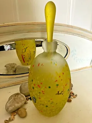 Large Mdina Vintage Perfume Bottle & Stopper Yellow Millefiori Hand Blown Glass • $151.58