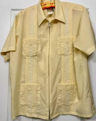 Haband Guayabera Yellow  L Button Up Short Sleeve Men's Shirt L🔥Free Shipping! • $19