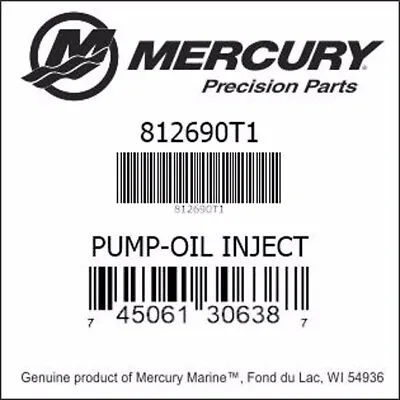 MERCURY MARINE Outboard Oil Injection Pump 812690T1 • $350