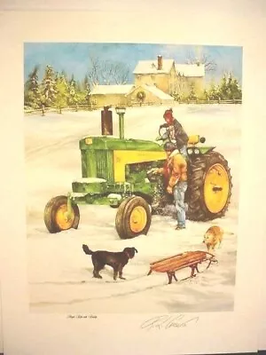 JOHN DEERE 730 TRACTOR ART PRINT -  SLEIGH RIDE With DADDY  By CROUSE - OPEN ED • $24.99