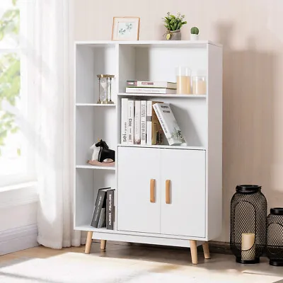 $99.95 • Buy Floor Storage Cabinet Wooden Display Bookcase Free Standing Furniture Organizer