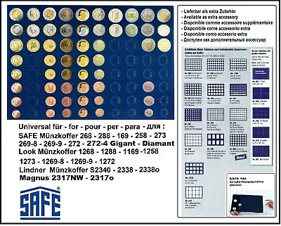 Coin Trays EURO-course-coins-sets 10x 1 2 5 10 20 50 & 1 Blue Round Safe 183 • £5.65
