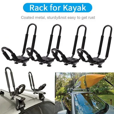 4x Heavy Duty Sit On Top Kayak Canoe Roof Rack Carrier Boat Mount J Bars & Strap • £39.99