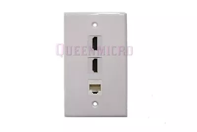 Single Gang 1-Gang CAT6 2 HDMI Female RJ45 Ethernet Port Cable Wall Plate White • $11.95