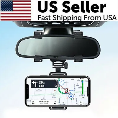 Universal 360 Rotation Car Rear View Mirror Mount Stand GPS Cell Phone Holder US • $6.89