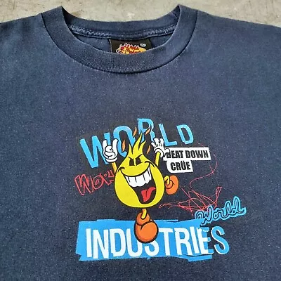 Vintage World Industries Skateboard Shirt M Blind Birdhouse Hook-Ups Motley Crue • $119