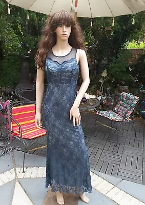 £18.99 • Buy Vintage Eva & Lola Mermaid ☆fishtail Blue Lace Maxidress ~ M ~ 8/10  ☆ Party ☆