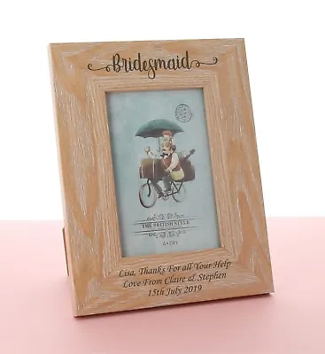 Personalised Wooden Photo Frame Bridesmaid Engraved Gift Keepsake Wedding Gift • £9.98