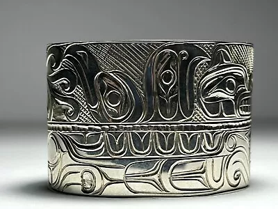 Signed Haida First Nations Paddy Seaweed Sterling Silver Cuffl • $1000