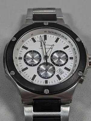 Marc Anthony Silver Tone Dial Chrono Black Silver Tone Stainless Steel Watch 70i • $45.49