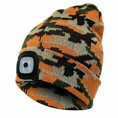 Rechargeable Hands Free Headlamp Cap Unisex Winter Warmer Knit Hat With Light UK • £9.95