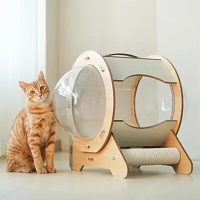 Clear Capsule Cat Bed Modern Cat Space Freestanding Small Pets BedTransparent • $89.99