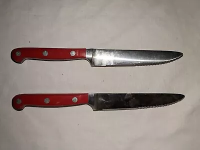 Lot Of 2 Mundial 5128-5E 5-Inch Red Steak Knife Serrated Edge • $17.99