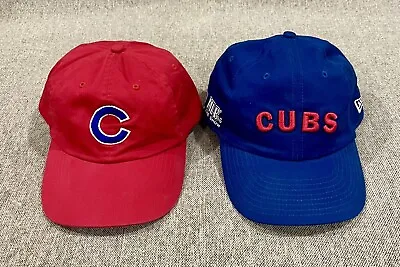 Lot Of 2 Chicago Cubs MLB Hat Cap Mens Adj. Headmaster Red & New Era Blue Hats • $17.56