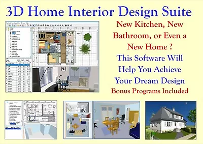 3D CAD House & Home Design Software  Planning For Kitchen Bathroom Bedroom DVD • £4.90