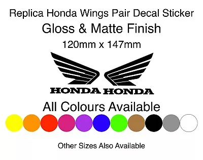 Honda Wings Replica Tank Fairing Decal Sticker Pair 120mm X 147mm  • £5.50