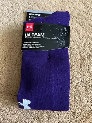 $12 • Buy Under Armour UA Team Crew Socks Purple White Size Medium 1 Pair