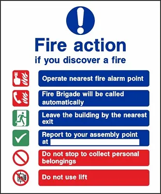 £1.35 • Buy Fire Action Notice Sign Sticker Caution Warning [V6FACT0001]