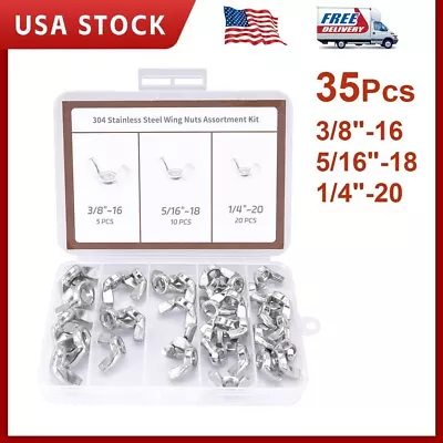 35PCS Wingnuts 1/4 -20 5/16 -18 3/8 -16 304 Stainless Steel Butterfly Wing • $15.59