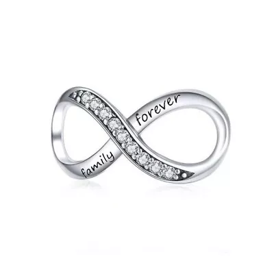 $26.99 • Buy SOLID Sterling Silver FAMILY FOREVER Open Infinity Charm - YOUnique Designs