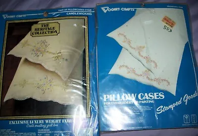 SEALED Vintage Vogart Crafts Pillowcases Embroidery Painting Leaves Daisy Leaf • $22