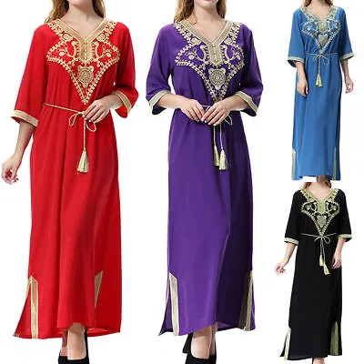 $36.37 • Buy Woman Ramadan Muslim Arab Maxi Dress Abaya Kaftan Islamic Jilbab Gown Robe HOT^