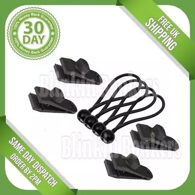 8pc Reusable Tent Tarp Tarpaulin Fastener Clip Clamp Holder Buckle Bungee Cord • £5.89