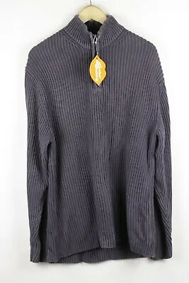 £23 • Buy RACING GREEN Mens Aran Jumper Large Zip Neck COUNTRY Granny Knit Sweater 90s