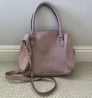 Merona Handbag Shoulder Bag Faux Leather Zip Closure Lt Pink / Mauve Gold Chain • $29.99