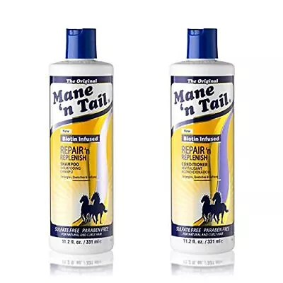 Mane n Tail Sulfate Free Repair Replenish Gentle Cleaning System 11.2 Oz 2Pack • $25.96