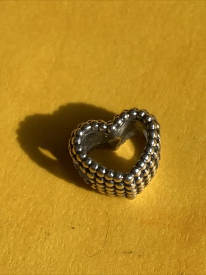 £14.99 • Buy Genuine Pandora Silver Beaded Open Heart Charm  💕 S925 ALE 