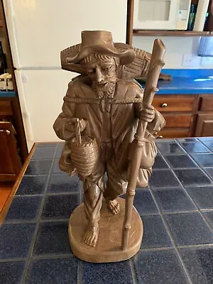 $59.99 • Buy Vintage Folk Art Hand Carved Wood Figure Statue - Miner-Vagabond Nomad 16  Tall